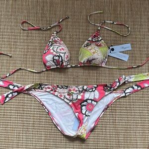 Blumarine Floral Bikini Set in Pink and Green